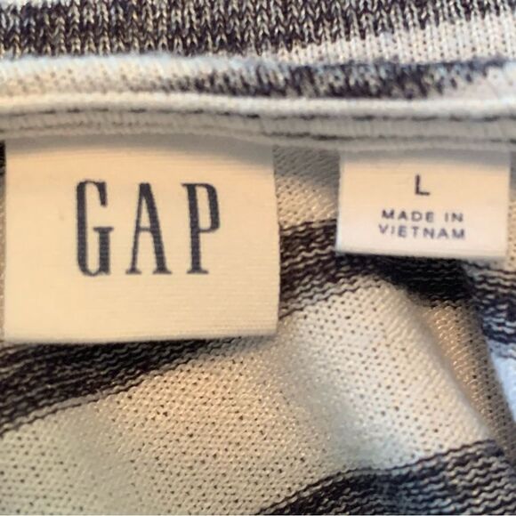 Gap Striped Tank Top Women’s Large White Navy Blue V-Neck Swing. - Picture 5 of 8